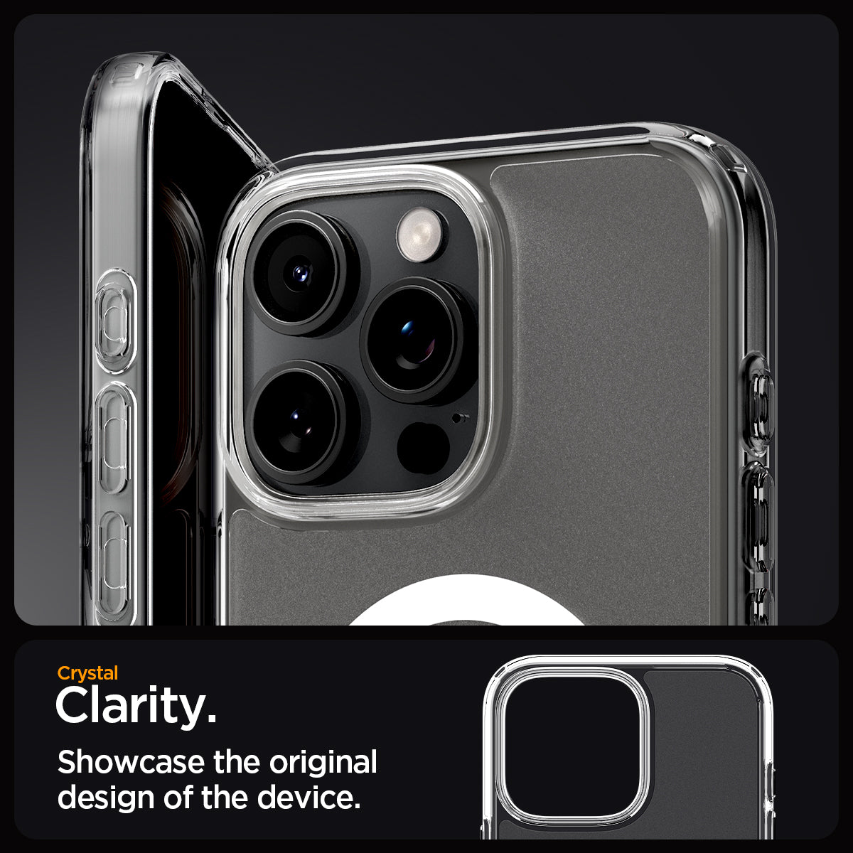 ACS08002 - iPhone 16 Pro Max Case Ultra Hybrid (MagFit) in Frost Clear crystal clarity. Showcase the original design of the device.
