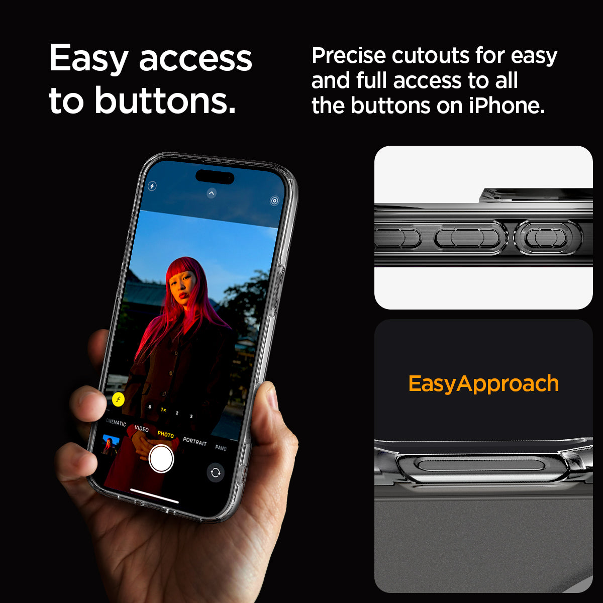 ACS08002 - iPhone 16 Pro Max Case Ultra Hybrid (MagFit) in Frost Clear easy access to buttons. Precise cutouts for easy and full access to all the buttons on iPhone.