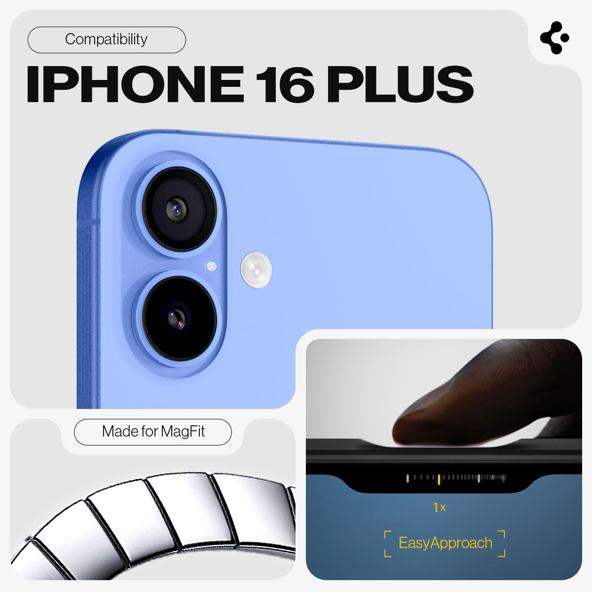 ACS08085 - iPhone 16 Plus Case Tough Armor AI (MagFit) in Black compatibility iphone 16 Plus. Made for magfit. Easy approach.