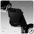 ACS08013 - iPhone 16 Pro Max Case Tough Armor AI (MagFit) in Black has tough design and showing between the rock.