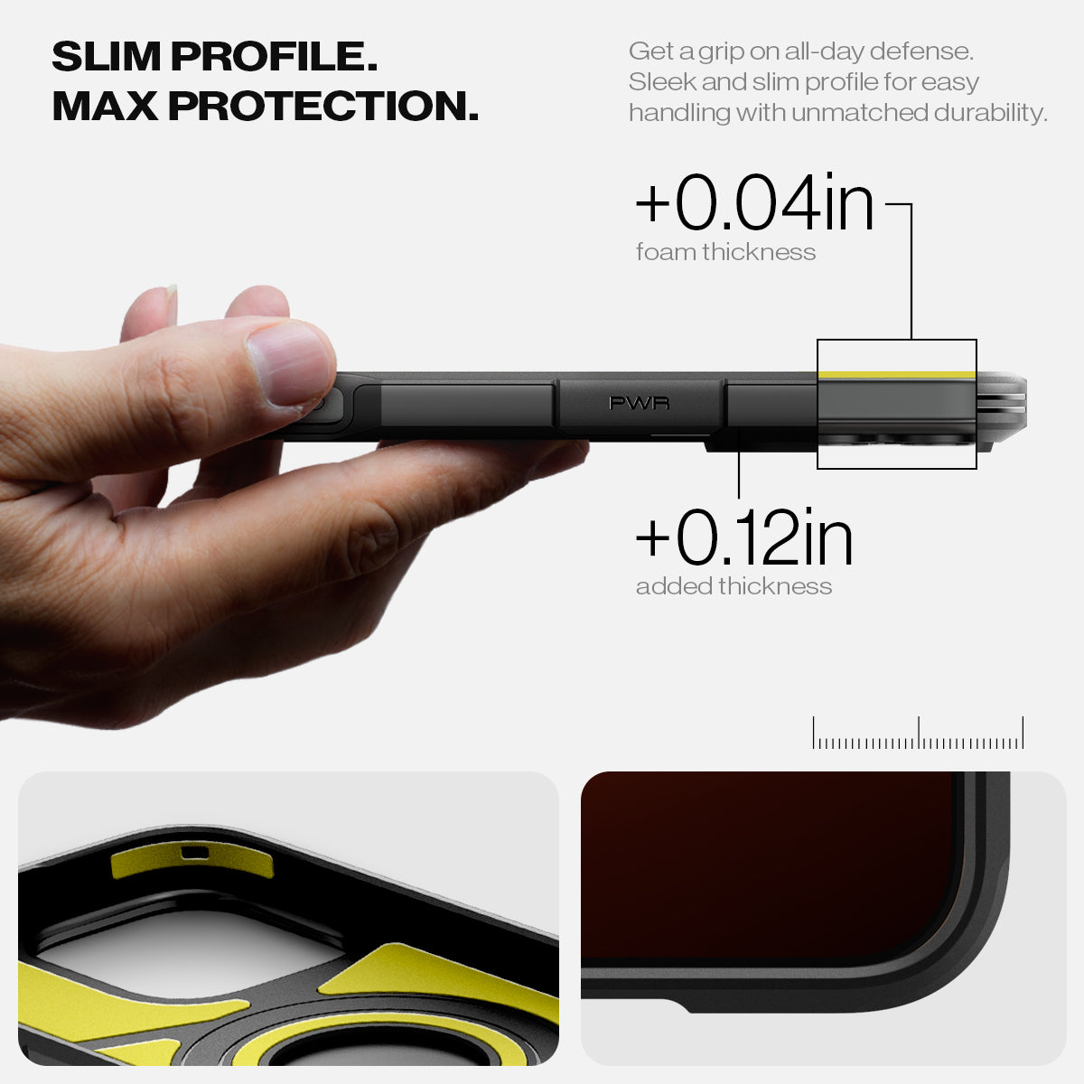 ACS08013 - iPhone 16 Pro Max Case Tough Armor AI (MagFit) in Black slim profile max protection. Get a grip om all day defense. Sleek and slim profile for easy handing with unmatched durability.