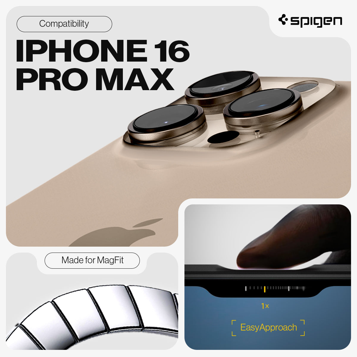 ACS08502 - iPhone 16 Pro Max Case Tough Armor AI (MagFit) in Frost Black  compatibility iphone 16 Pro max. Made for magfit. Easy approach.