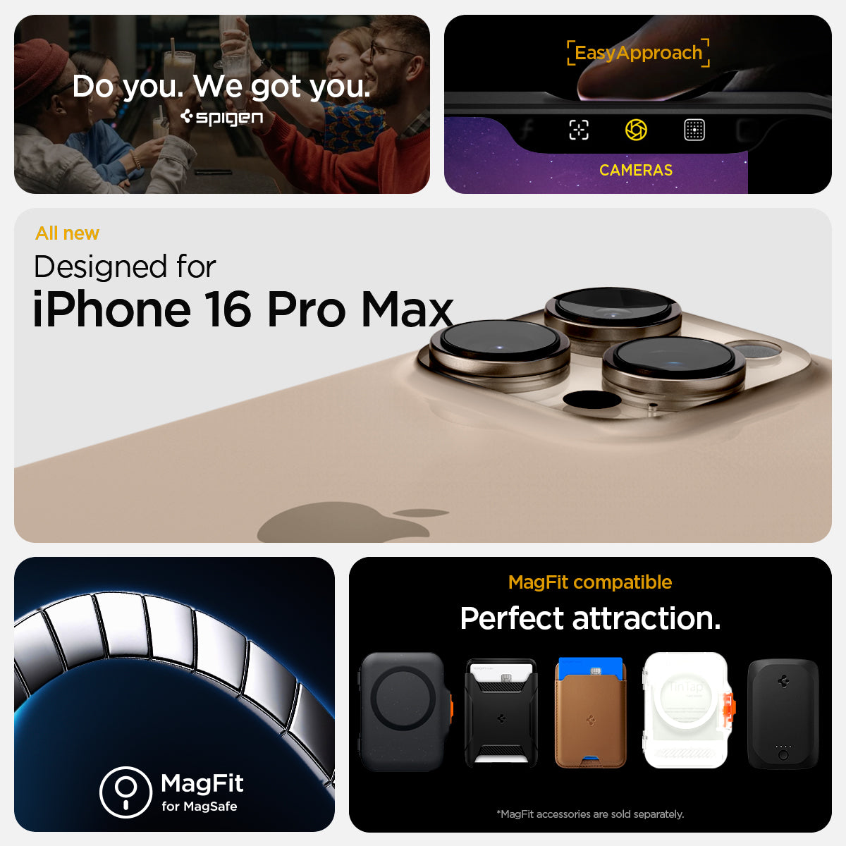 ACS08503 - iPhone 16 Pro Max Case Tough Armor T AI (MagFit + Camera Control) in Black showing the air cushion technology, designed for iPhone 16 Pro Max