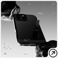 ACS08503 - iPhone 16 Pro Max Case Tough Armor T AI (MagFit + Camera Control) in Black showing the back, partial side and bottom in between rocks