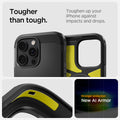 ACS08510 - iPhone 16 Pro Case Tough Armor T AI (MagFit + Camera Control) in Black showing the tougher than tough, toughen up your iPhone against impacts and drops, stronger protection, New AI Armor