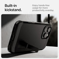 ACS08503 - iPhone 16 Pro Max Case Tough Armor T AI (MagFit + Camera Control) in Black showing the built-in kickstand, enjoy hands-free usage for more productivity everyday