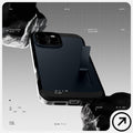 ACS08504 - iPhone 16 Pro Max Case Tough Armor T AI (MagFit + Camera Control) in Metal Slate showing the back, partial side and bottom in between rocks