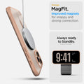 ACS09069 - iPhone 16 Pro Max Case Ultra Hybrid T (MagFit + Camera Control) in Frost Rose Titanium showing the stronger MagFit, improved magnets for snappy and strong connection. Always ready to StandBy
