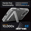 ACS08010 - iPhone 16 Pro Max Case Ultra Hybrid S (MagFit) in Graphite hands free functionality. Unfold the kickstand to experience hands free viewing anywhere you go. tested durability 10,000x 