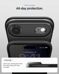 ACS09916 - iPhone 17 Air Thin Fit (MagFit) in Black showing total coverage. All day protection. Raised edges. guard your camera and screen from daily drops with total coverage.