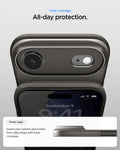 ACS09918 - iPhone 17 Air Thin Fit (MagFit) in Gunmetal showing total coverage. All day protection. Raised edges. guard your camera and screen from daily drops with total coverage.