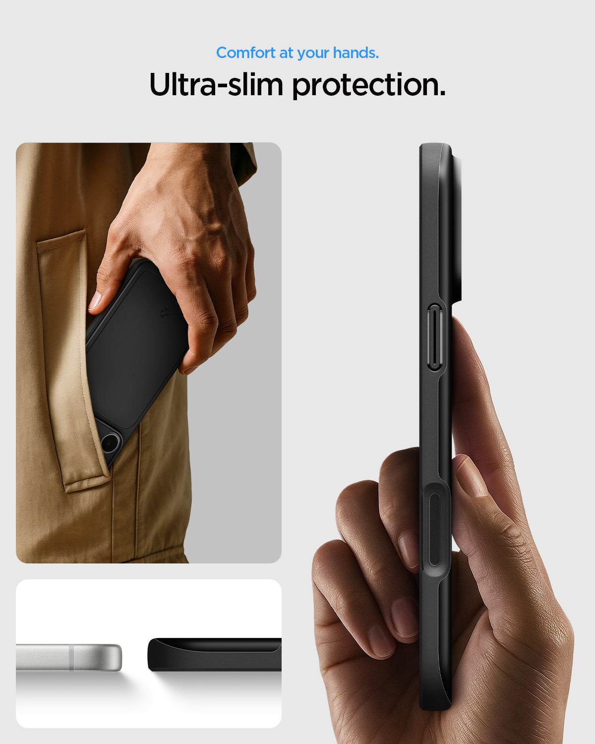 ACS09934 - iPhone 17 Pro Thin Fit (MagFit) in black showing an ultra-slim case profile designed for comfortable everyday carry.