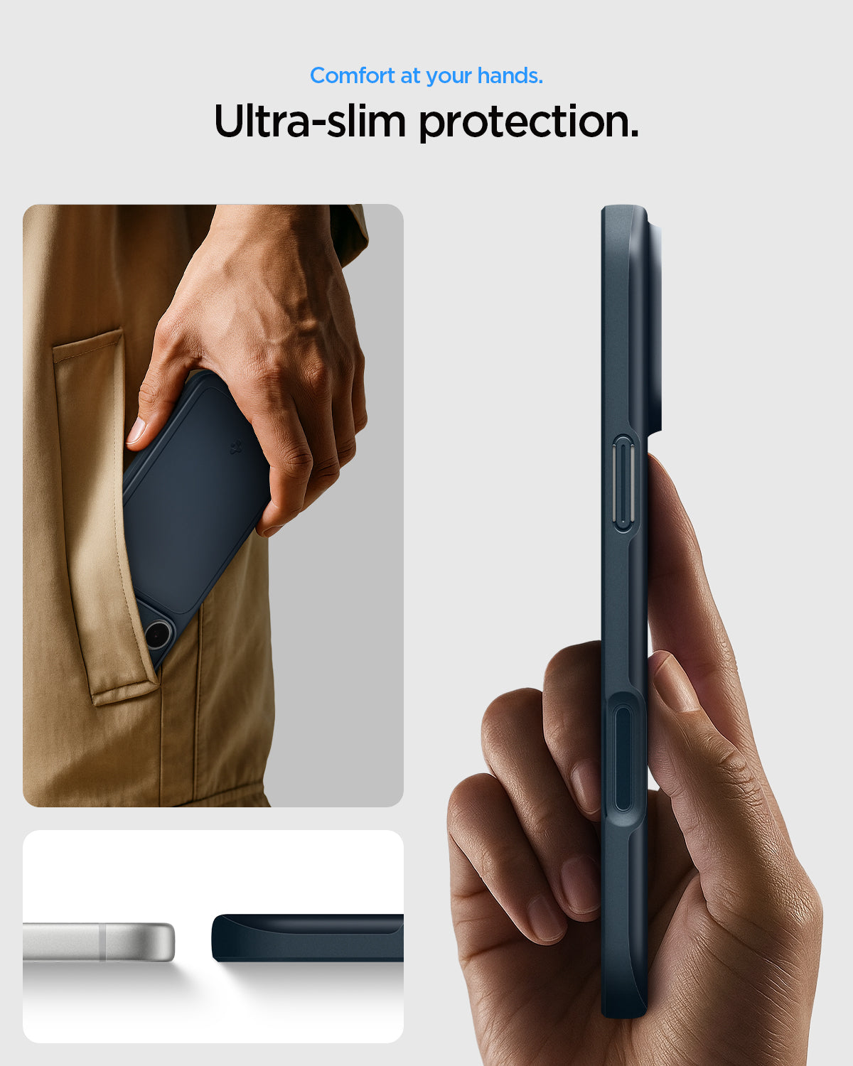 ACS09882 - iPhone 17 Pro Max Thin Fit (MagFit) in Metal Slate showing an ultra-slim case profile designed for comfortable everyday carry.