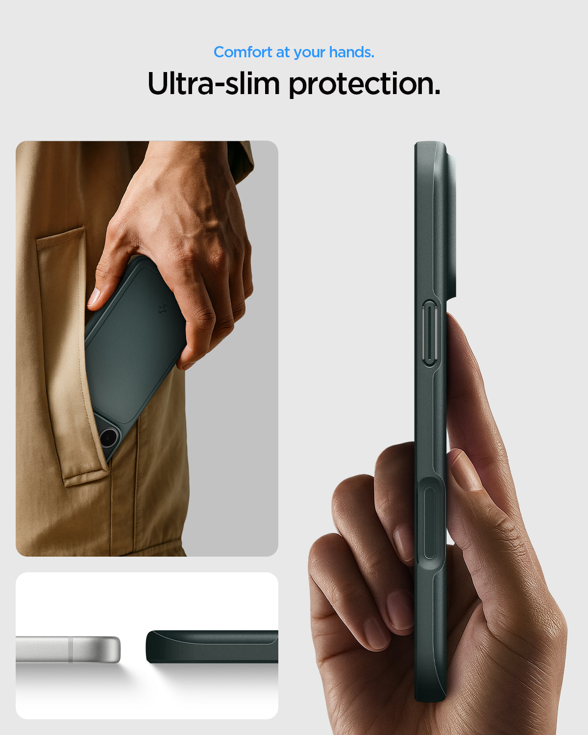 ACS09880 - iPhone 17 Pro Max Thin Fit (MagFit) in abyss green showing an ultra-slim case profile designed for comfortable everyday carry.