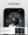ACS09934 - iPhone 17 Pro Thin Fit (MagFit) in black showing magfit compatible. snap into magfit. upgrade your daily carry with magfit to unlock more with the spigen ecosystem