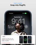 ACS09882 - iPhone 17 Pro Max Thin Fit (MagFit) in Metal Slate showing magfit compatible. snap into magfit. upgrade your daily carry with magfit to unlock more with the spigen ecosystem