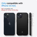 ACS03680 - iPhone 13 Mini Case Mag Armor in black showing the compatibility only with iPhone 13 mini. Not compatible with iPhone 13 | 13 Pro | 13 Pro Max