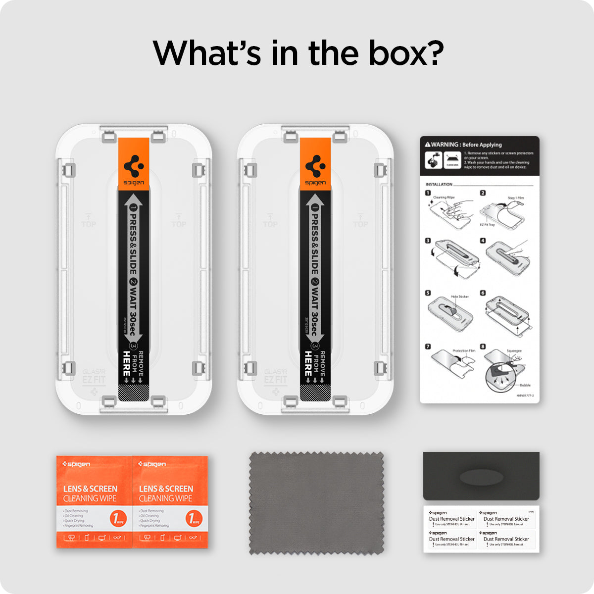 AGL06905 - iPhone 15 Screen Protector EZ FIT GLAS.tR Privacy what's in the box?