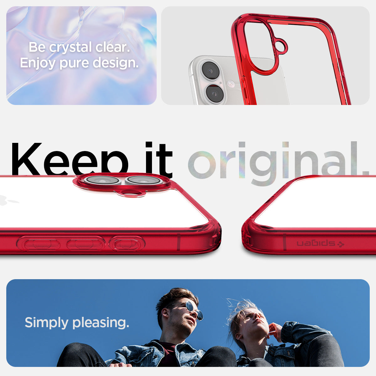 ACS08203 - iPhone 16 Case Ultra Hybrid in Red Crystal be crystal clear. enjoy pure design. Keep it original. Simply pleasing.