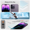 AGL05202 - iPhone 14 Pro Max Screen Protector EZ FIT GLAS.tR (Sensor Protection) showing designed by spigen