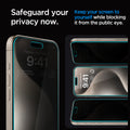 AGL06874 - iPhone 15 Pro Max Screen Protector EZ FIT GLAS.tR Privacy safe guard your privacy now. keep your screen to yourself while blocking it from the public eye.