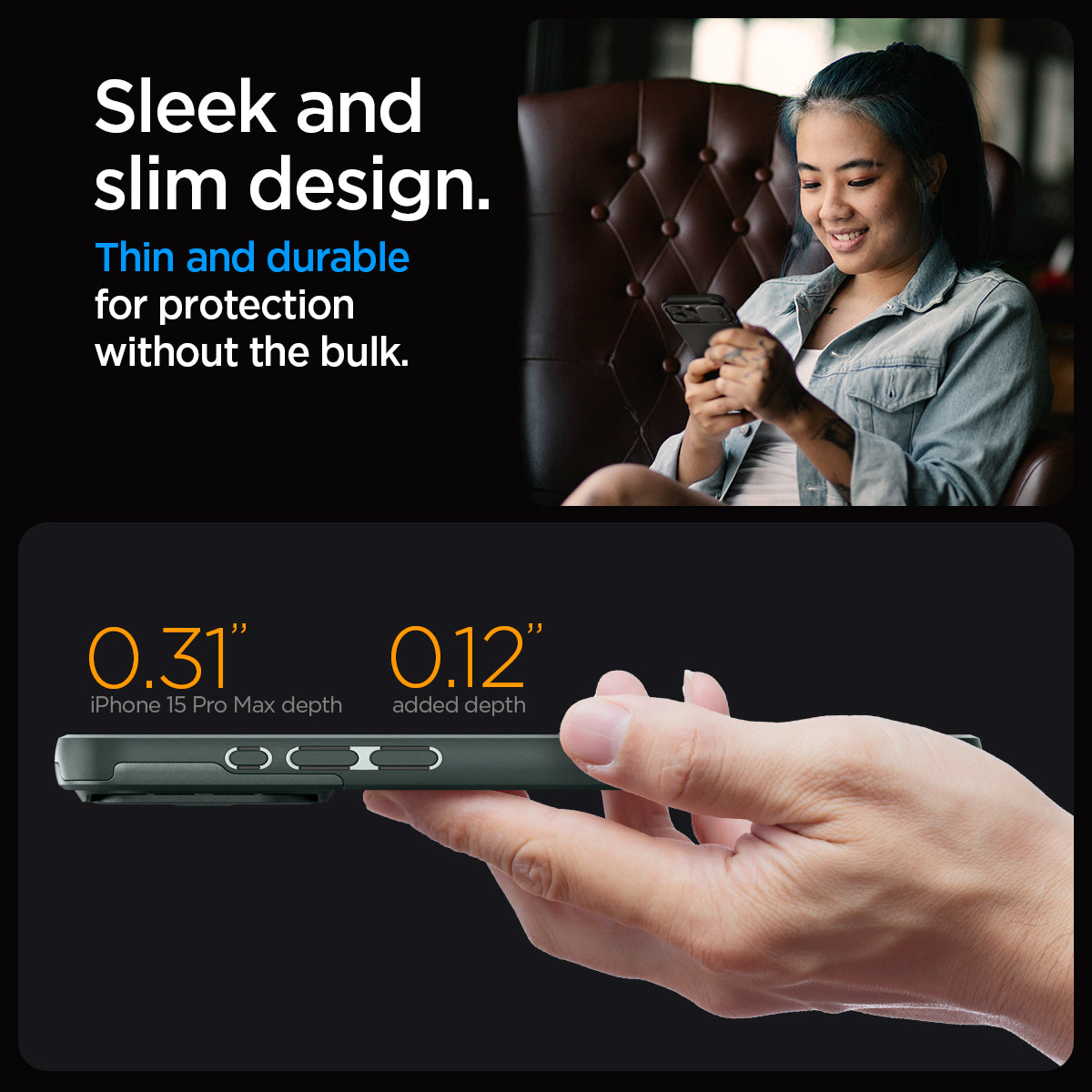 ACS06600 - iPhone 15 Pro Max Case Optik Armor (MagFit) in abyss green sleek and slim design. thin and durable for protection without the bulk.