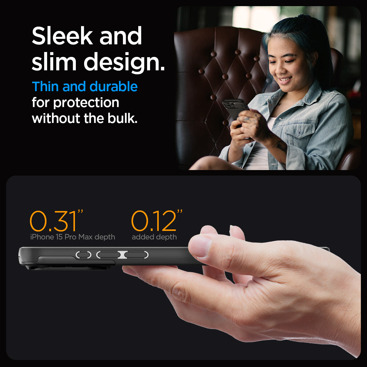ACS06599 - iPhone 15 Pro Max Case Optik Armor (MagFit) in black sleek and slim design. thin and durable for protection without the bulk.