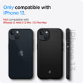 ACS03546 - iPhone 13 Case Mag Armor in black showing the compatibility only with iPhone 13. Not compatible with iPhone 13 mini | 13 Pro | 13 Pro Max