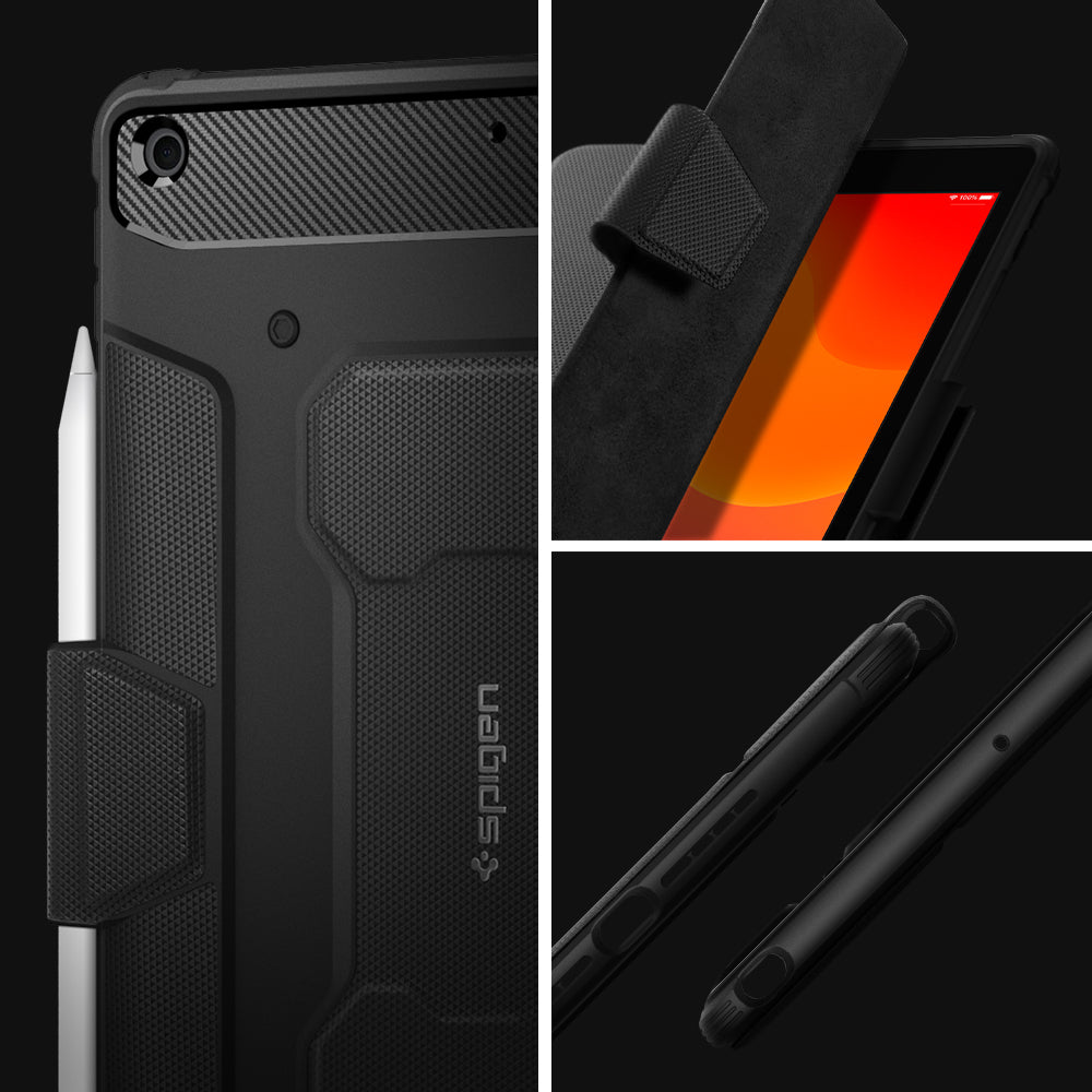 ACS01216 - iPad 10.2" Case Rugged Armor Pro in black showing the different angles