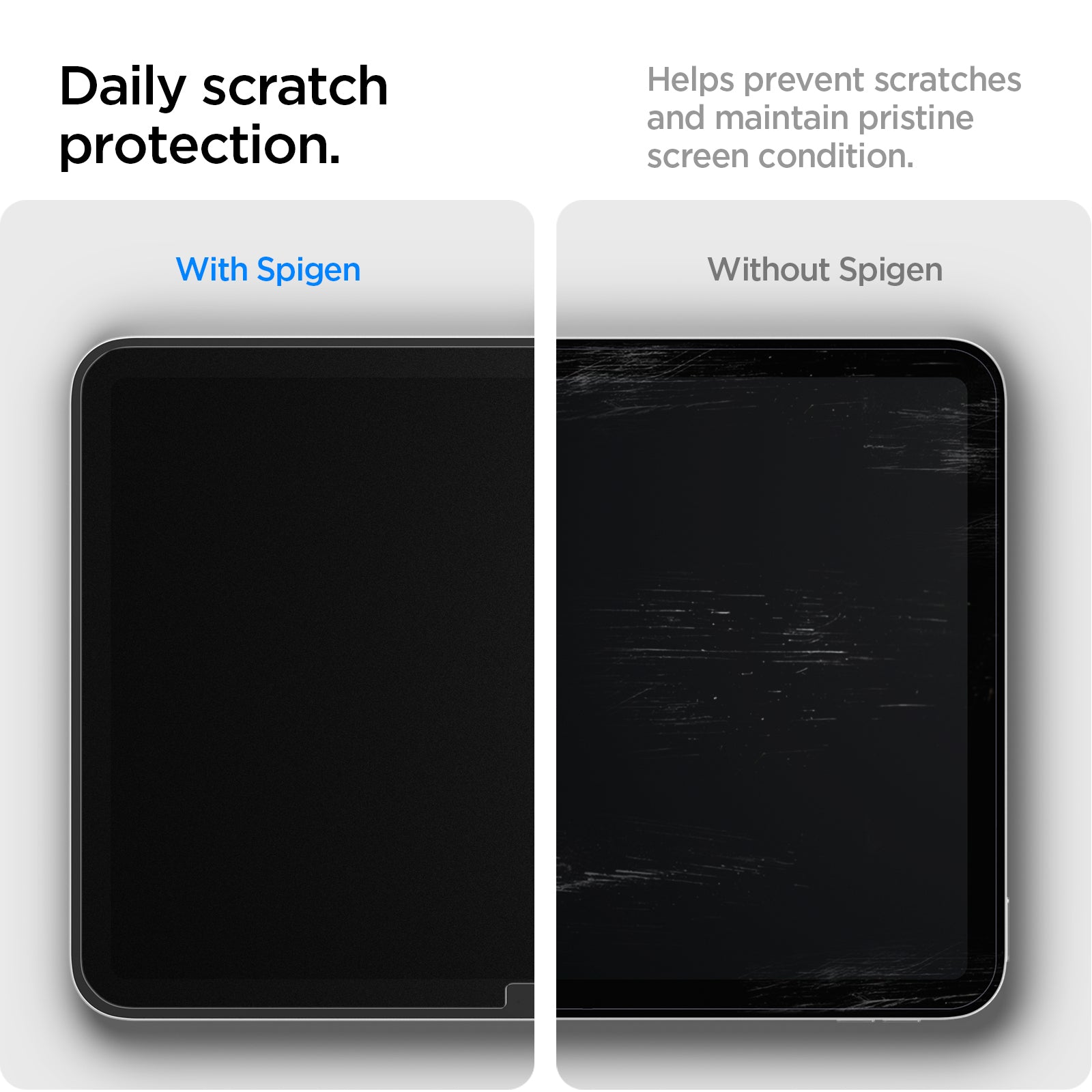AFL05537 - iPad 10.2-inch (2021) Glas.tR SLIM in Clear showing the daily scratch protection. Helps prevent scratches and maintain pristine screen condition