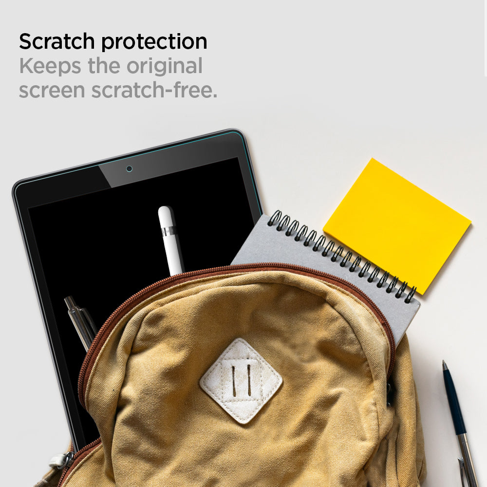 AGL00236 - iPad 10.2" Screen Protector Glas.tR SLIM showing the scratch protection. Keeps the original screen scratch-free