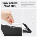 ACS07754 - iPad Air 10.9-inch (2022) Case Urban Fit in Black showing the easy access pencil slot. Simple to access and secure Apple Pencil in place