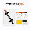 AGL07803 - iPad Air 12.9-inch GLAS.tR EZ FIT in Clear showing the what's in the box? Tray with screen protector, instruction guide, cleaning wipe and dust removal sticker