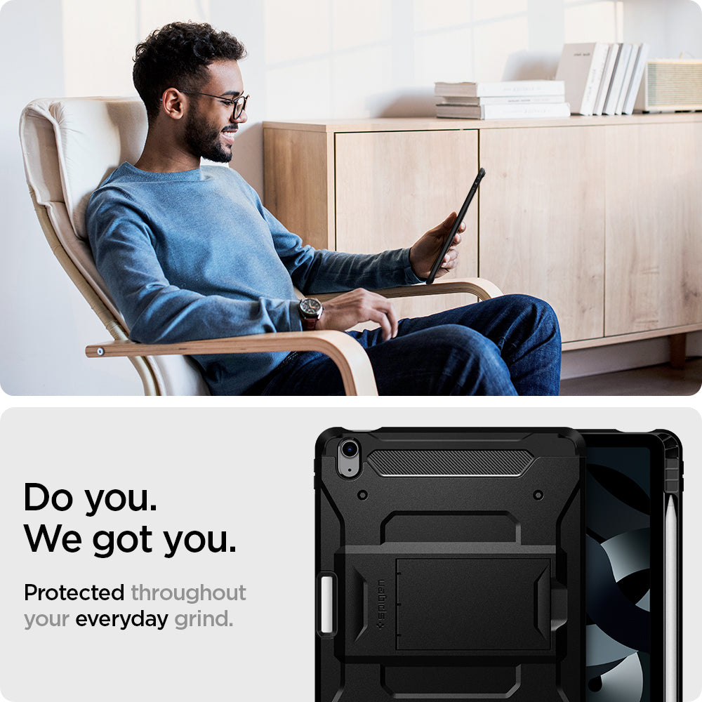 ACS02051 - iPad Air 10.9" (2022 / 2020) Case Tough Armor Pro in black showing the protection throughout your everyday grind