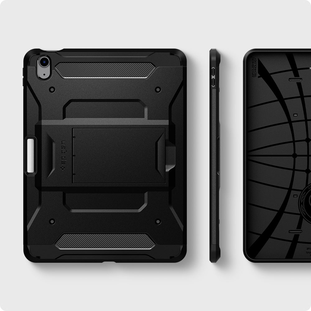 ACS02051 - iPad Air 10.9" (2022 / 2020) Case Tough Armor Pro in black showing back, partial inner and side