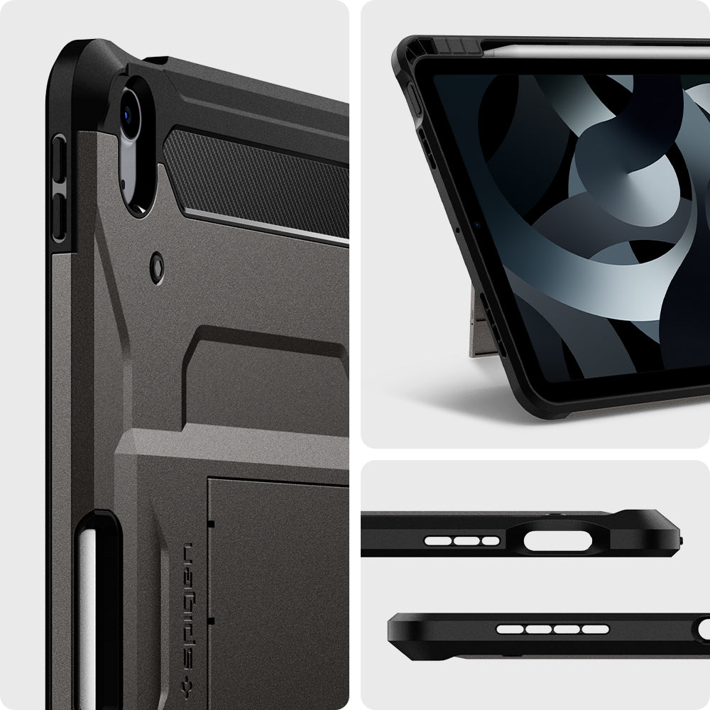 ACS02052 - iPad Air 10.9" (2022 / 2020) Case Tough Armor Pro in gunmetal showing different angles