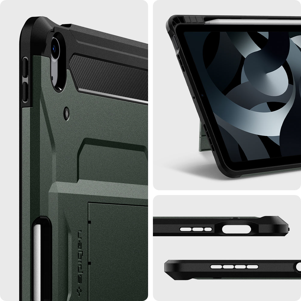 ACS02053 - iPad Air 10.9" (2022 / 2020) Case Tough Armor Pro in military green showing different angles