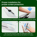 AGL04513 - iPad Mini 6 Screen Protector EZ FIT GLAS.tR Refill showing the proper installation for proper screen protection. Align sticker on topside and secure the sticker guide. Flip tray and correctly insert the alignment holes into each corner post. Press firmly for the refill to fix in place