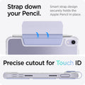 ACS03897 - iPad Mini 6 Case Ultra Hybrid Pro in lavender showing the strap down your Pencil. Smart strap design securely holds the Apple Pencil in place. Precise cutout for Touch ID