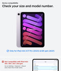 ACS11625 - iPad Mini Series Ultra Hybrid S showing device compatibility for an 8.3-inch tablet with guidance to verify the model name and generation.