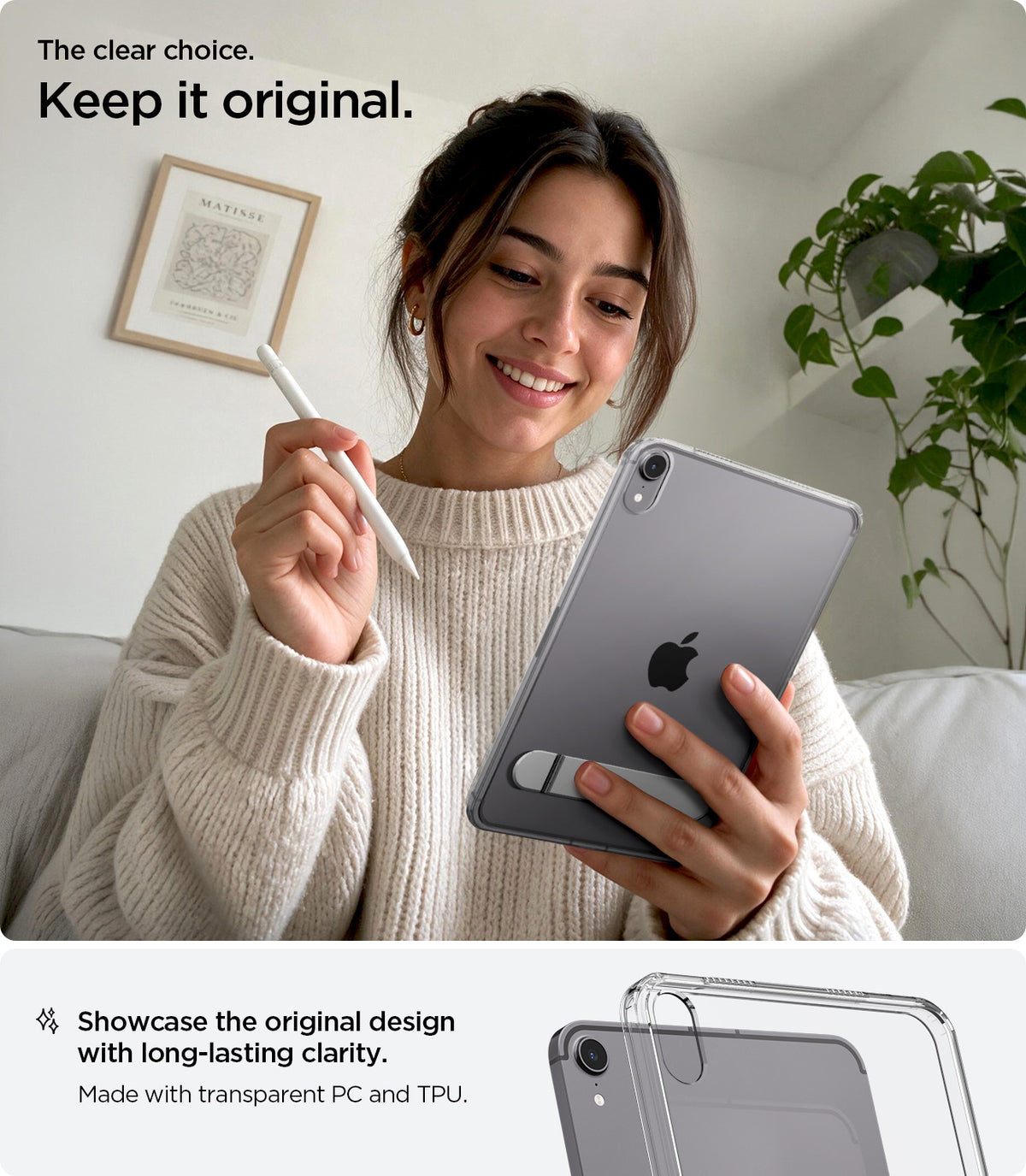 ACS11625 - iPad Mini Series Ultra Hybrid S showing a clear case that preserves the original device design with a transparent back and protective frame.