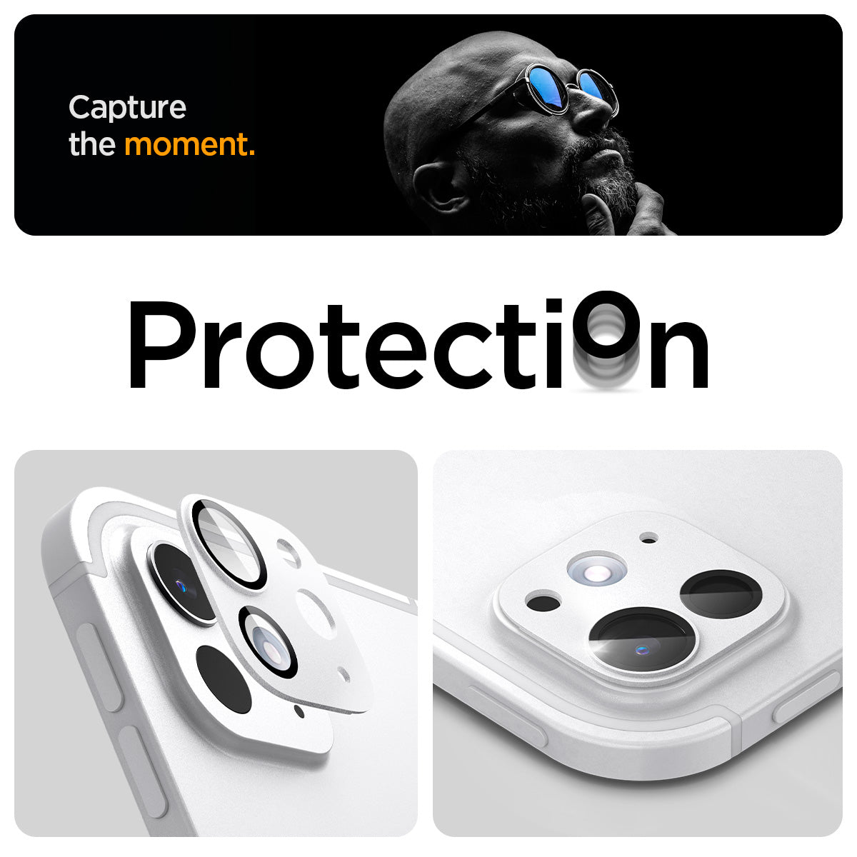AGL07796 - iPad Pro 13-inch (2024) Optik Pro EZ Fit Lens Protector in Silver showing the different angles of protection