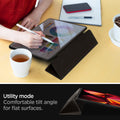 ACS01025 - iPad Pro 11-inch (2022) Rugged Armor Pro in Gunmetal showing the utility mode. Comfortable tilt angle for flat surfaces