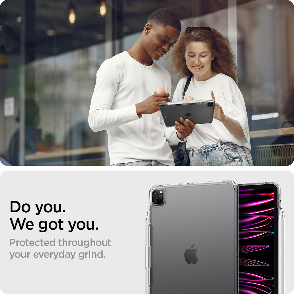 ACS05937 - iPad Pro 11" Case Air Skin Hybrid in crystal clear showing your device protected throughout your everyday grind