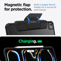 ACS07762 - iPad Pro 11-inch Case Air Skin Pro in Black showing the magnetic flap for protection. Built-in Apple Pencil holder for a secure fit and charge