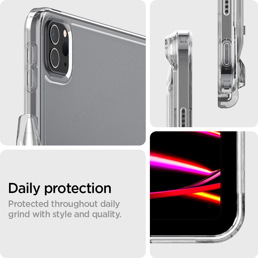ACS05449 - iPad Pro 12.9" Case Air Skin Hybrid S in crystal clear showing the daily protection. Protected throughout daily grind with style and quality