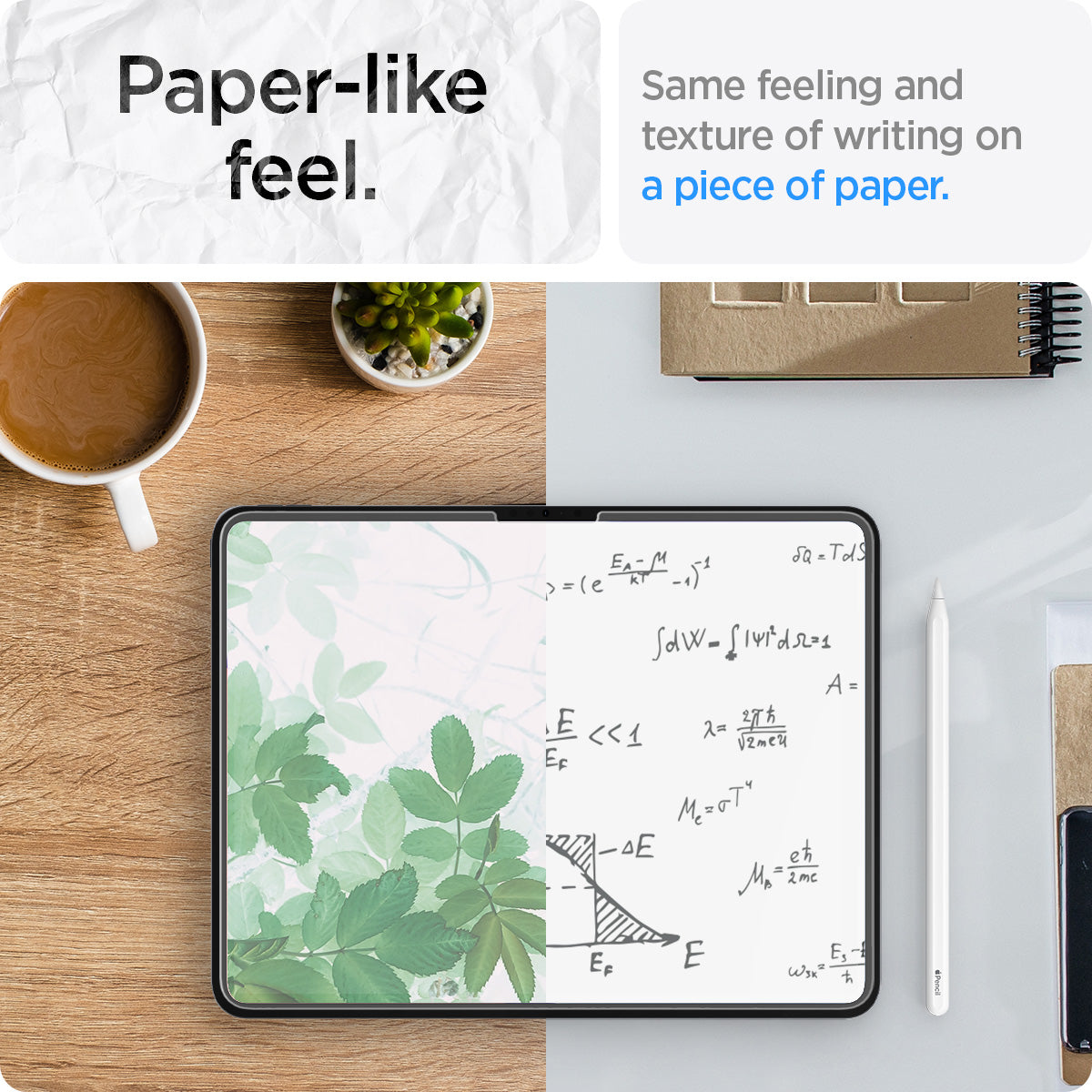 AGL07794 - iPad Pro 12.9-inch Paper Touch EZ Fit in Clear showing the paper-like feel. Same feeling and texture of writing on a piece of paper
