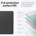 AGL07794 - iPad Pro 12.9-inch Paper Touch EZ Fit in Clear showing the full protection perfect FIT. Screen protector fully covers your display for a seamless fit with anti-dust nano coating, 9H tempered glass, OCA layer, PET base, silicone resin and release film
