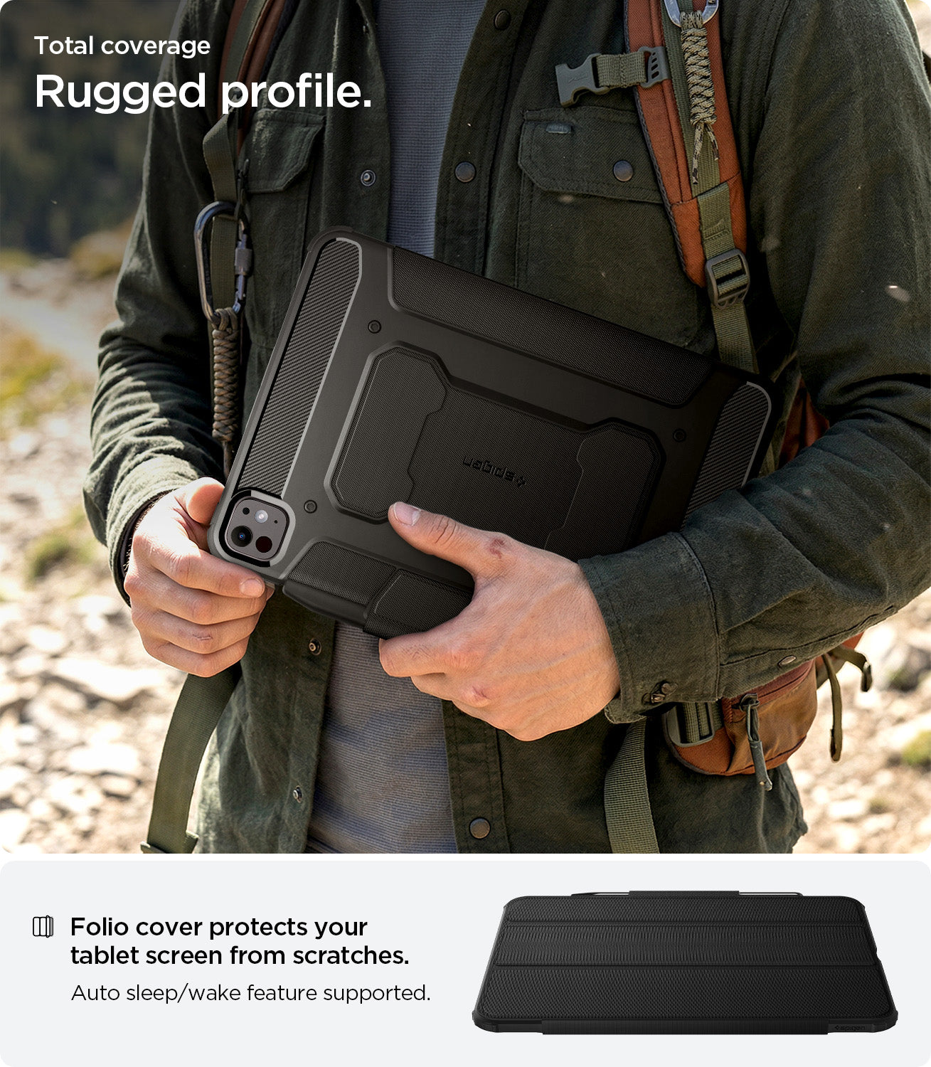 ACS07007 - iPad Pro 12.9-inch Case Rugged Armor Pro in Black showing rugged profile