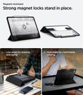 ACS07007 - iPad Pro 12.9-inch Case Rugged Armor Pro in Black showing strong magnet locks stand in place